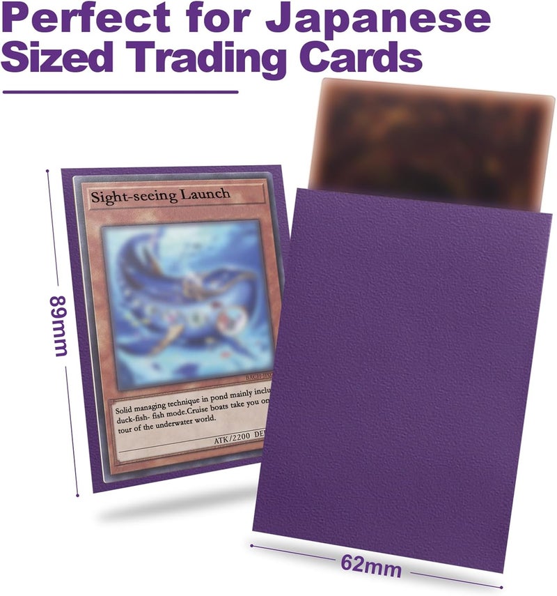 Fabmaker Purple Card Sleeve 200 Pack Compatible with Yu-gi-oh Card Sleeve Japanese Small Card Sleeves Photocard Sleeves 62x89mm, Back Textured Perfect Shuffling, Protect Your Japanese Sized Never Tear - Image 2